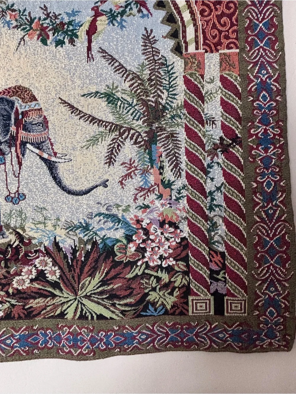 VTG Bombay Co Vintage Elephant Tapestry Wall Hanging Art 39x24 Boho Global Decor
